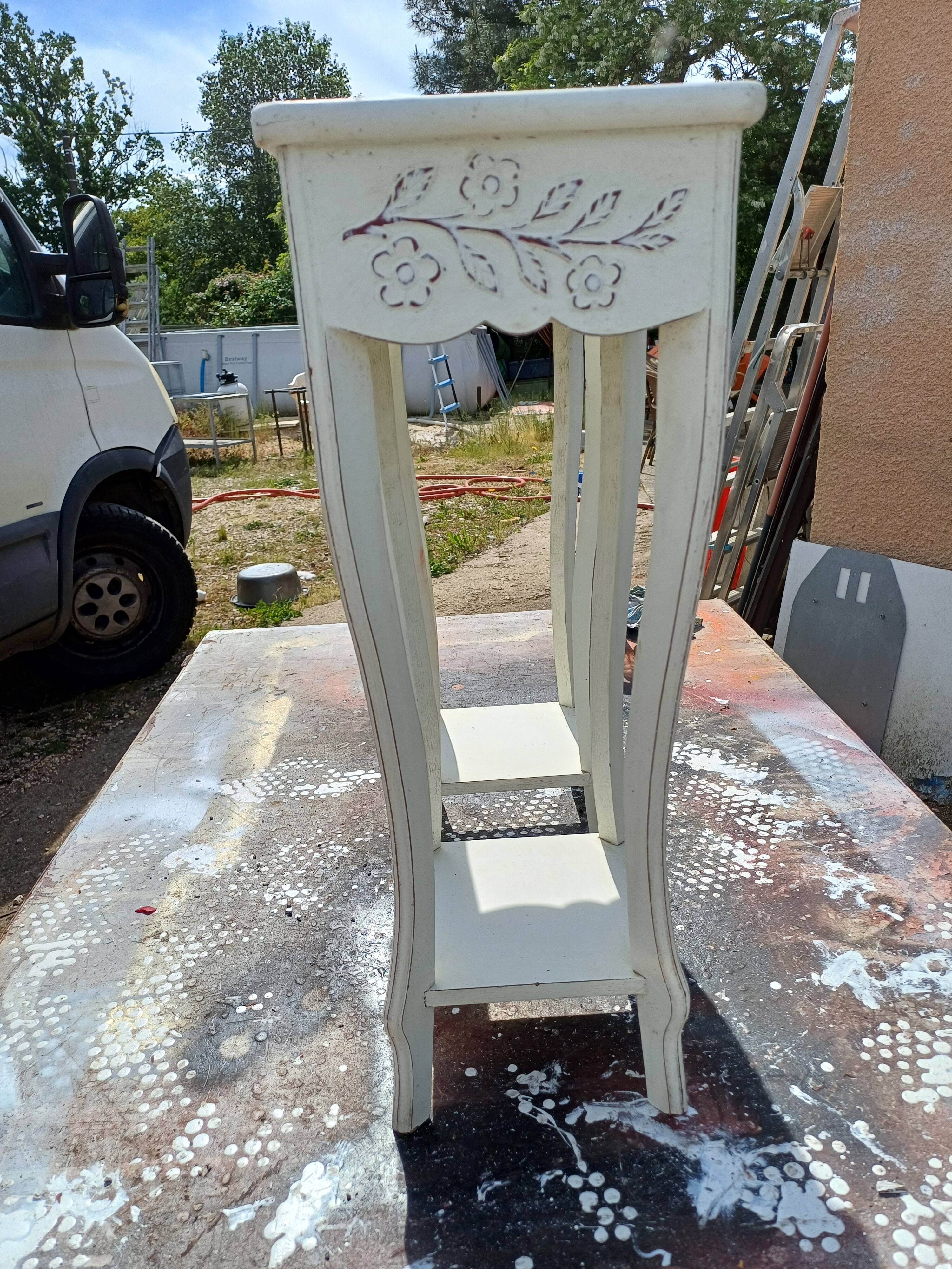 Pair of cream-washed wood stands