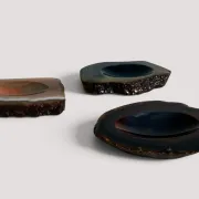1970s Italian Agate Ashtrays/ Vide-Poche, Set of Three Natural Stone Trays