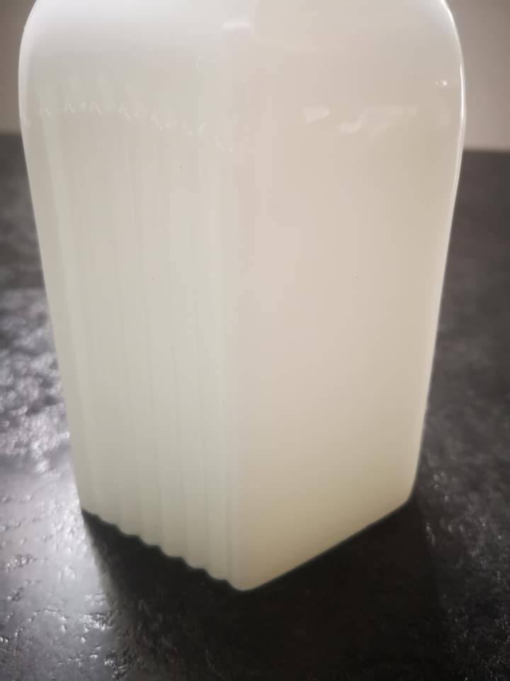 Antique white porcelain wall lamp bathroom art deco 1930 striated opaline tulip