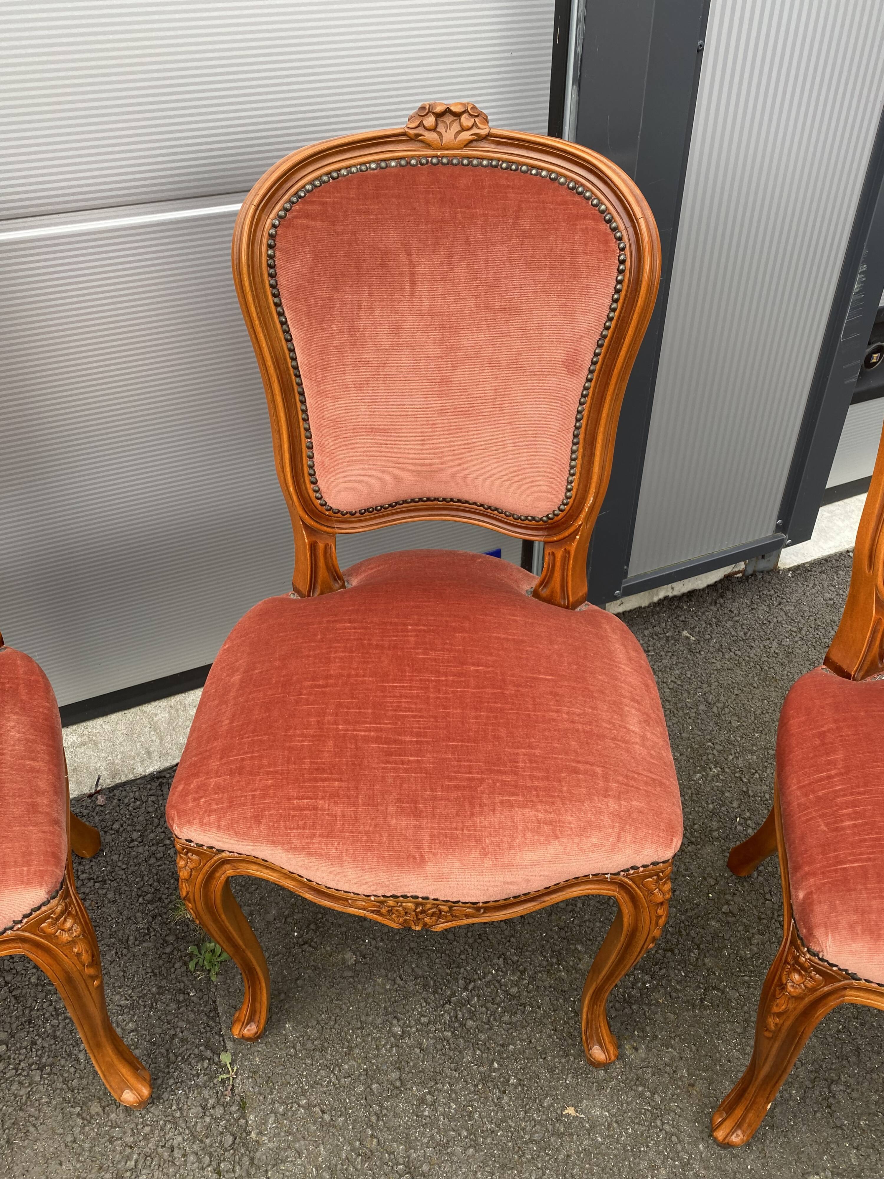 6 chairs Louis XV red style