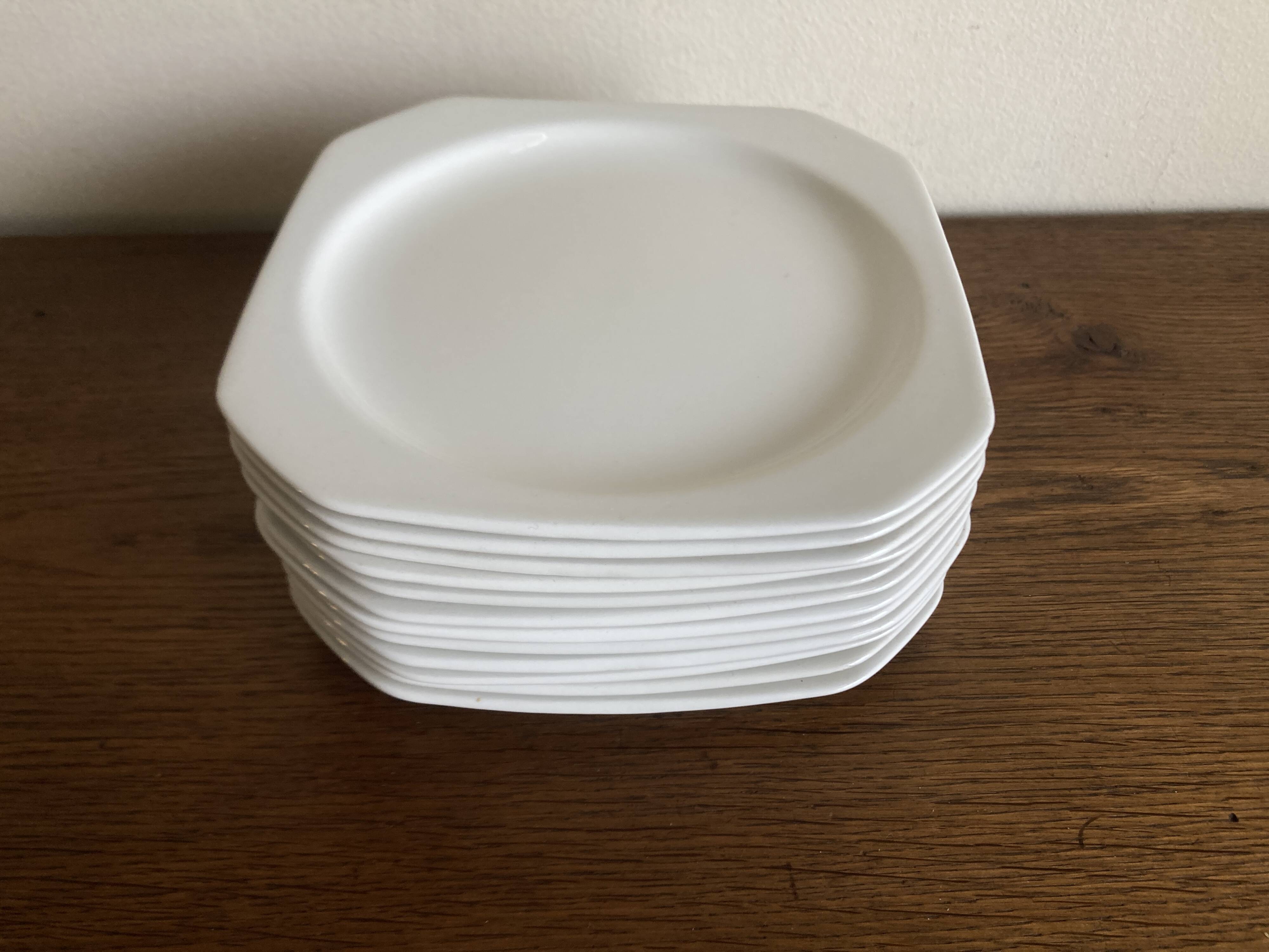 Set de 6 assiettes à dessert scandinaves octogonales 1970