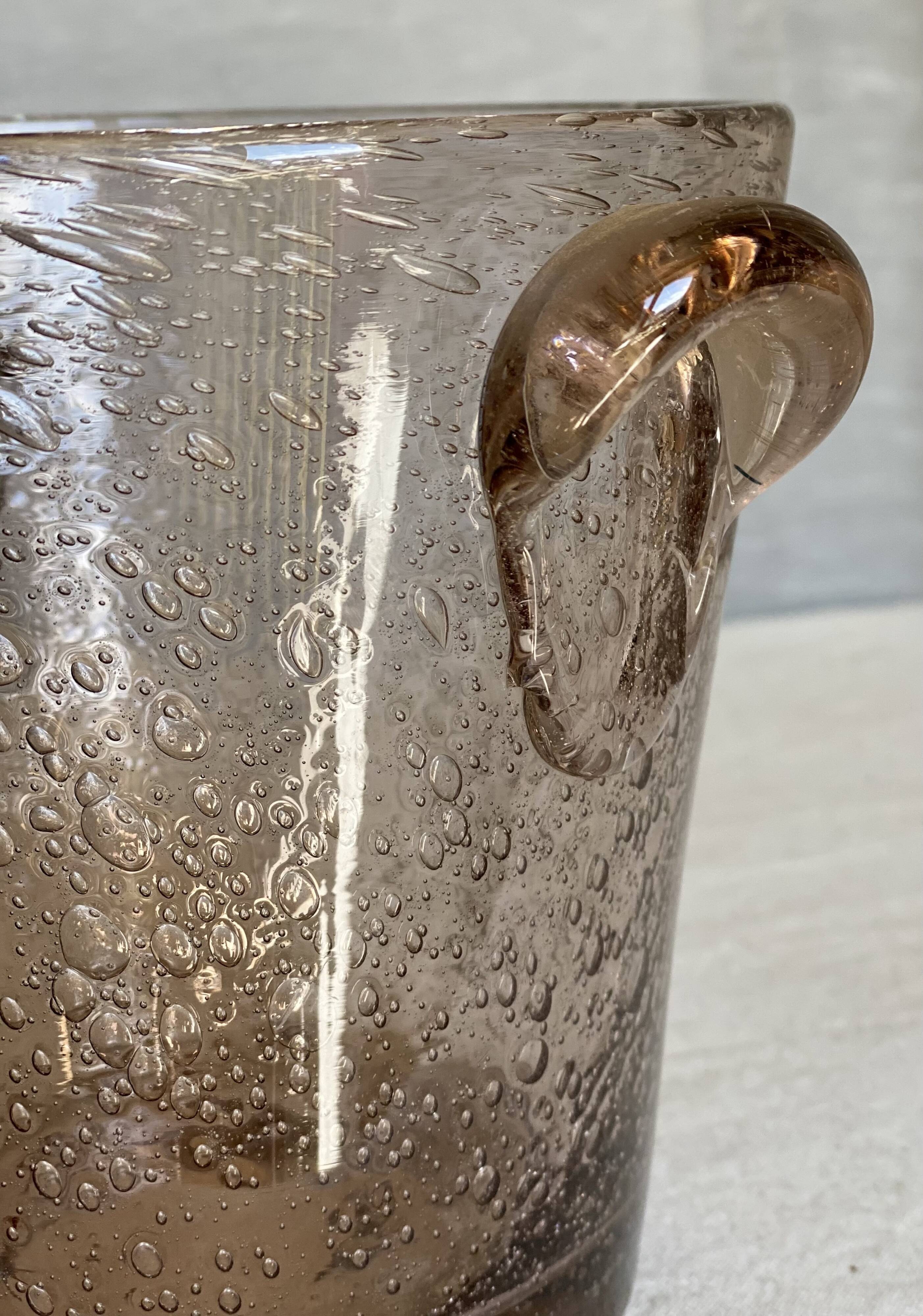 Seau à glaçon verre biot vintage 1960 verre bullé