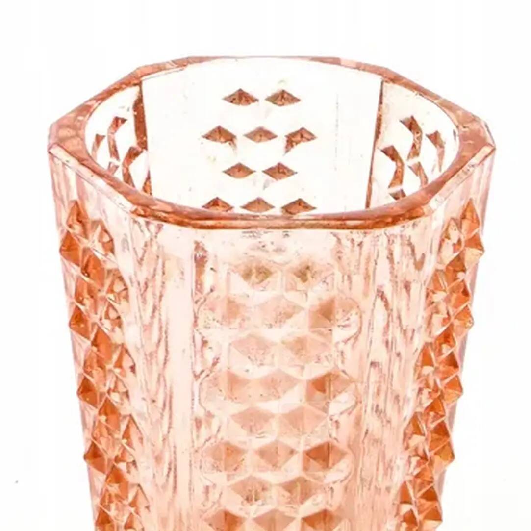 Studs vase, modernism, rose glass, Ząbkowice, Poland, 1970s