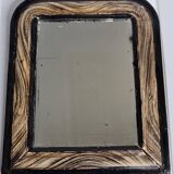 Antique Louis-Philippe mirror, painted wood imitation wood, 27 x 34 cm, 19th century