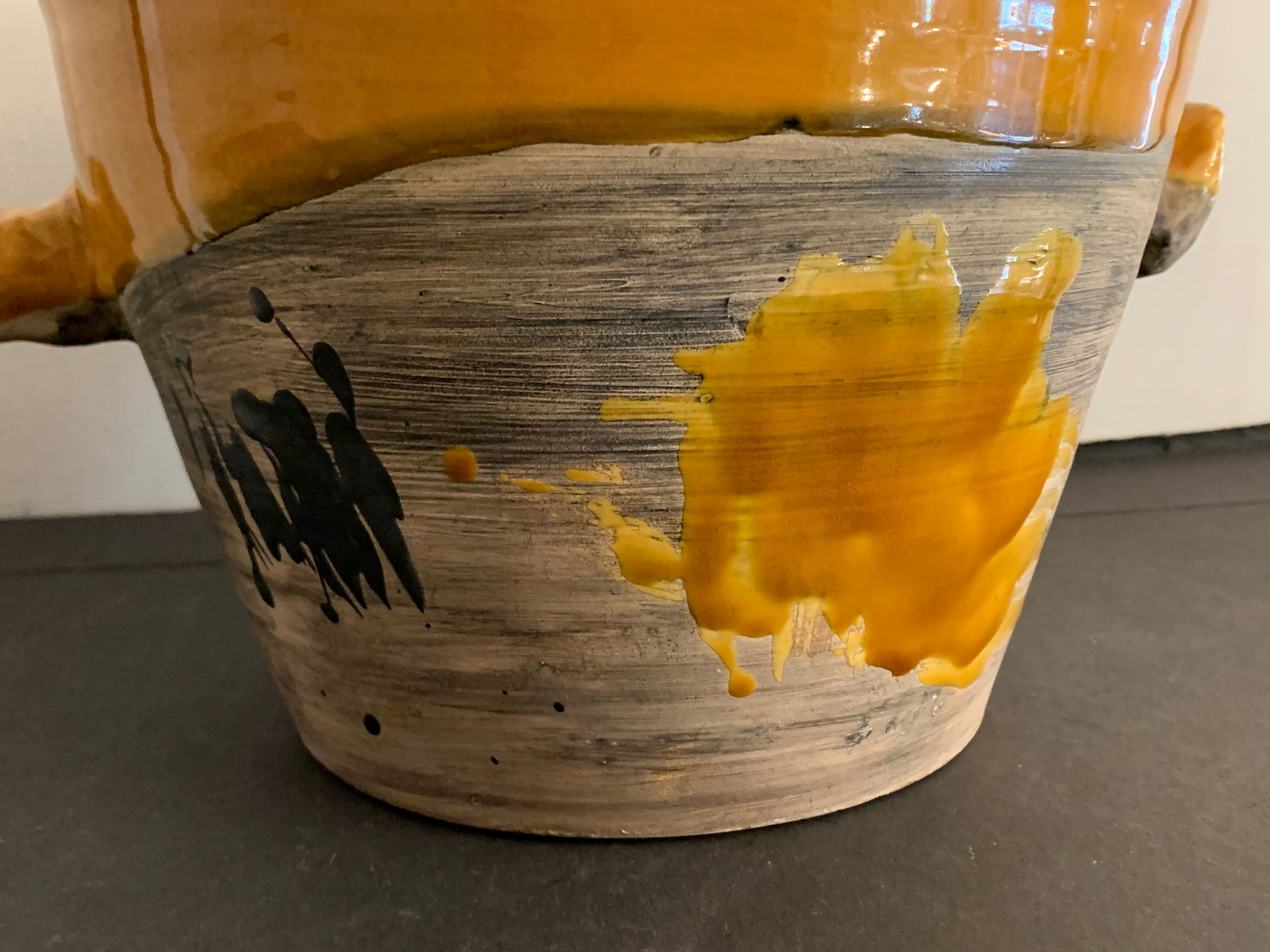 Seau à champagne ou jardinière céramique tachiste Poterie du Colombier, 1973