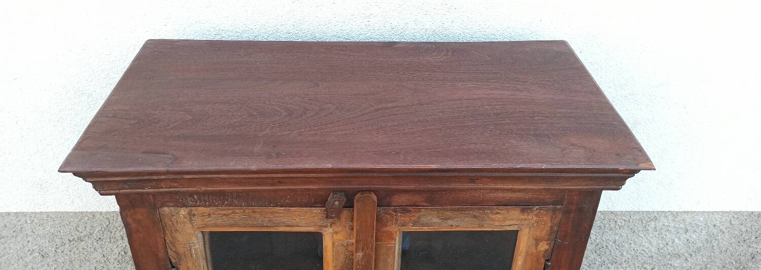 Small glass cabinet in old wood