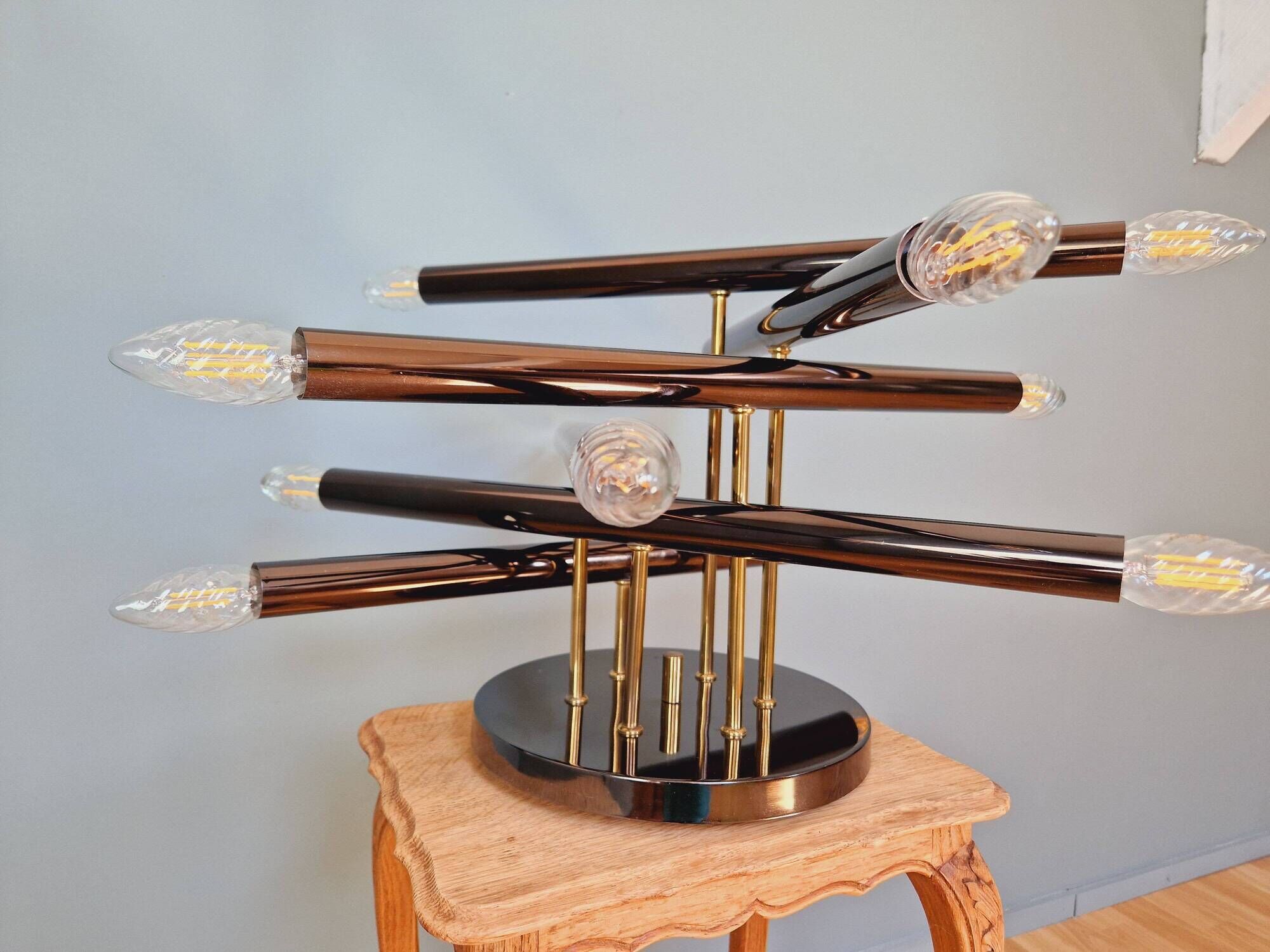 Vintage ceiling light in smoked chrome metal, Sciolari, 1970s