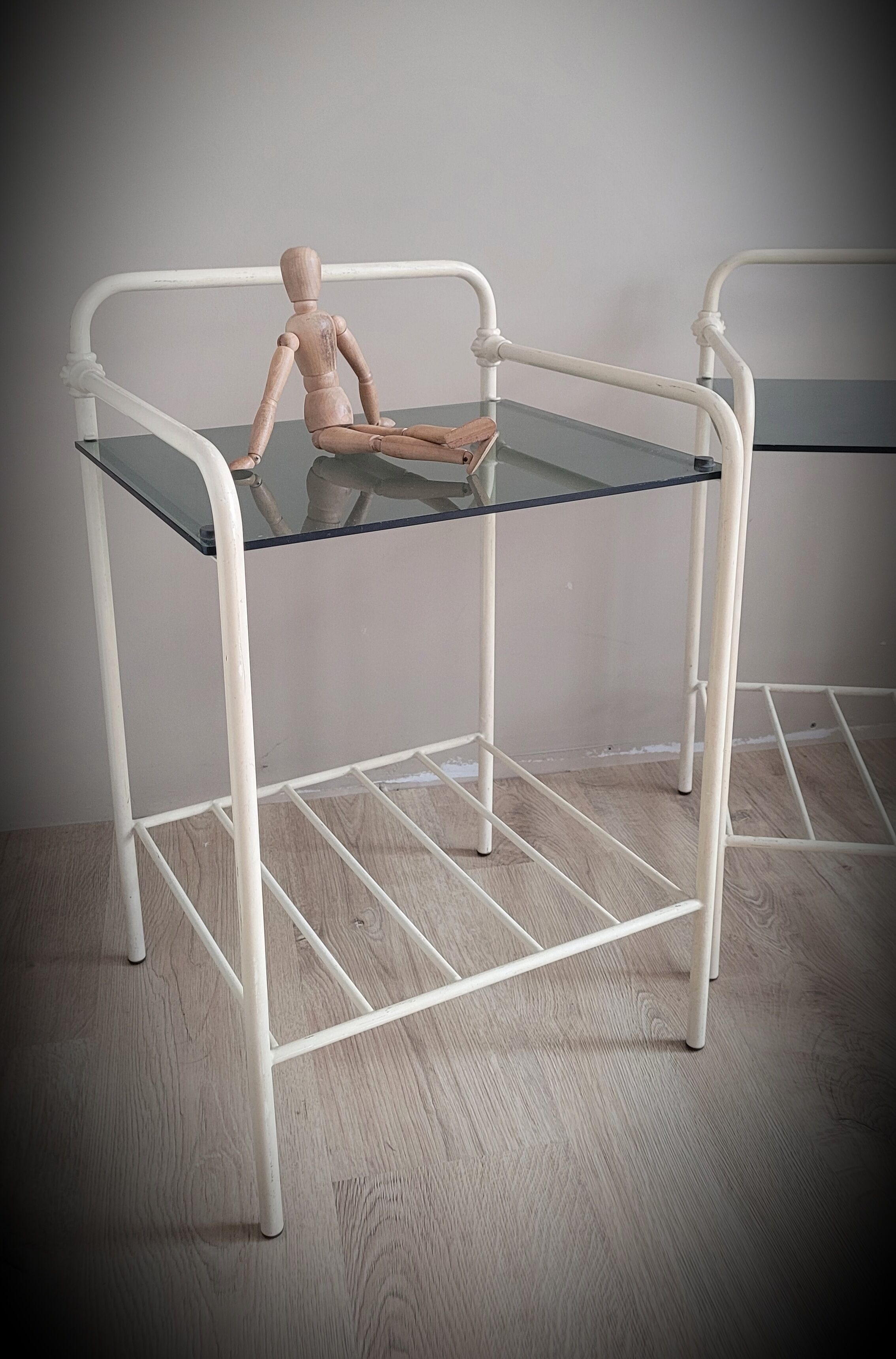 Bedside table metal glass 60s