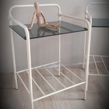 Bedside table metal glass 60s