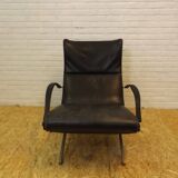 Tecno P40 chaise longue  , cuir noir