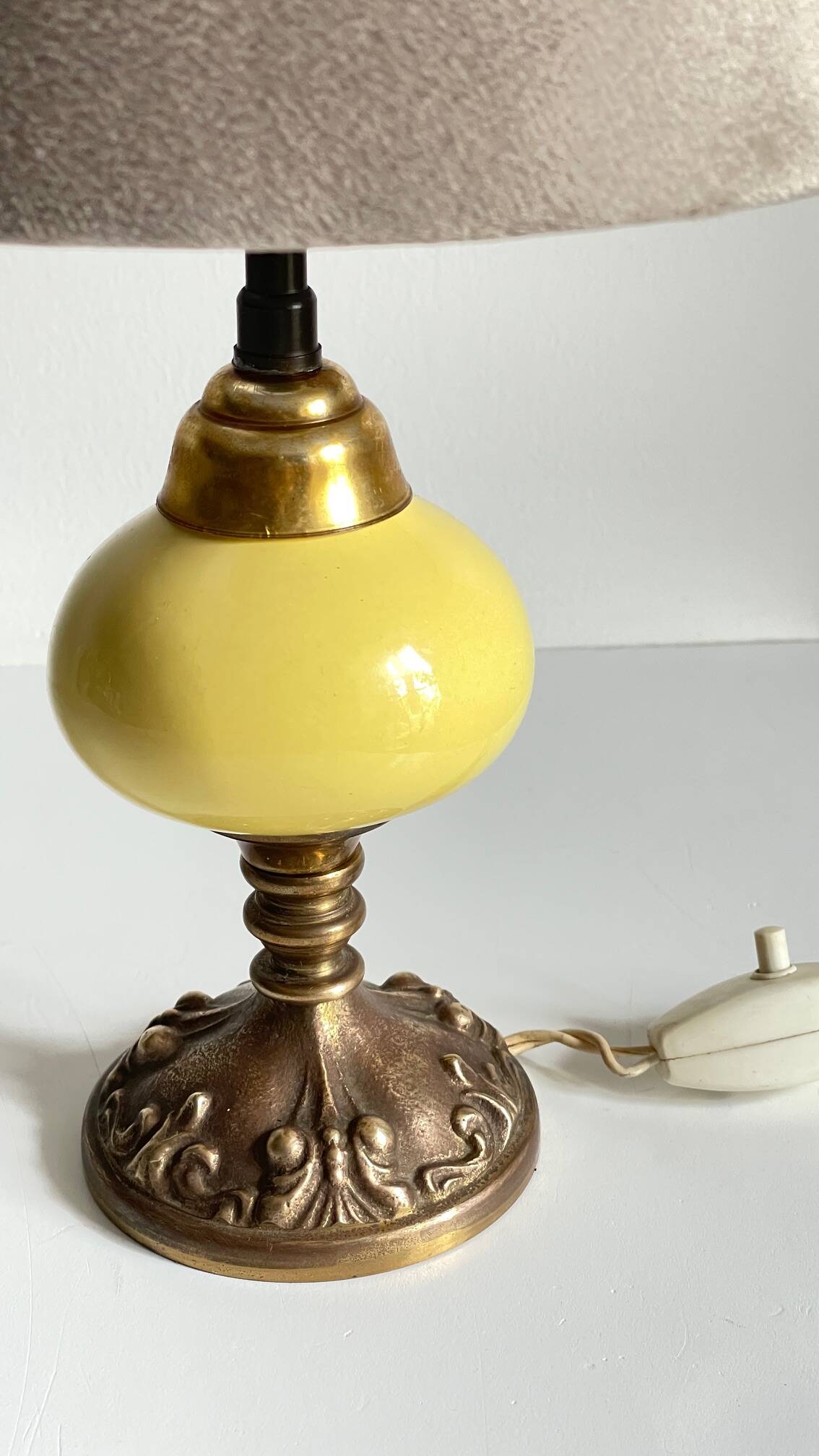Old ceramic and bronze lamp