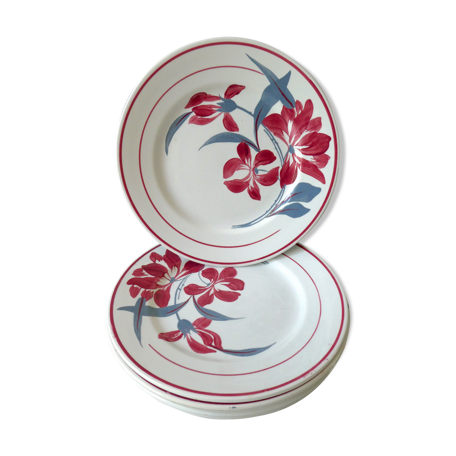 Set of 6 dessert plates, Saint Amand dahlia model, Spring stores