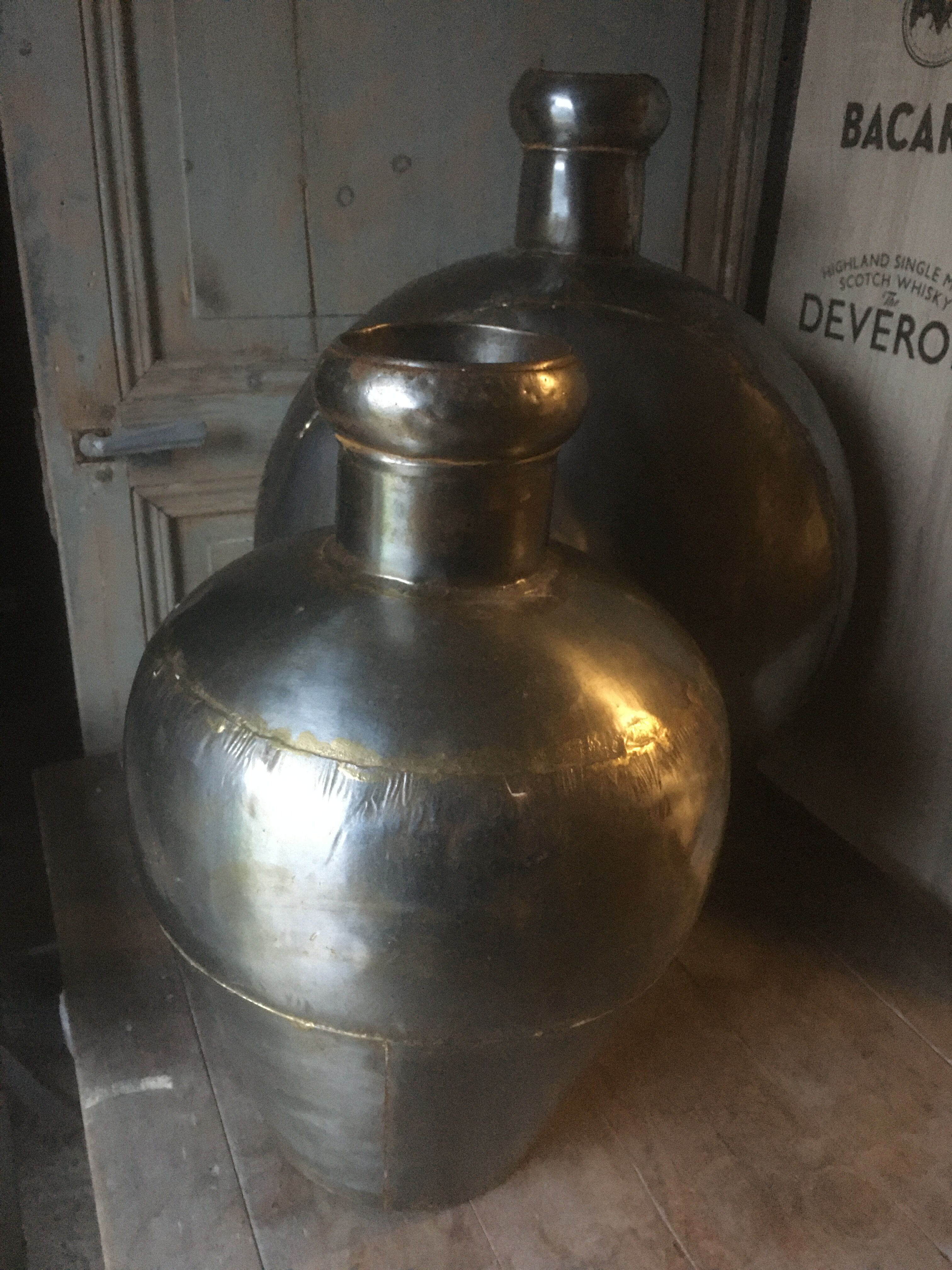 Pair of Radjasthan water bottles in polished metal