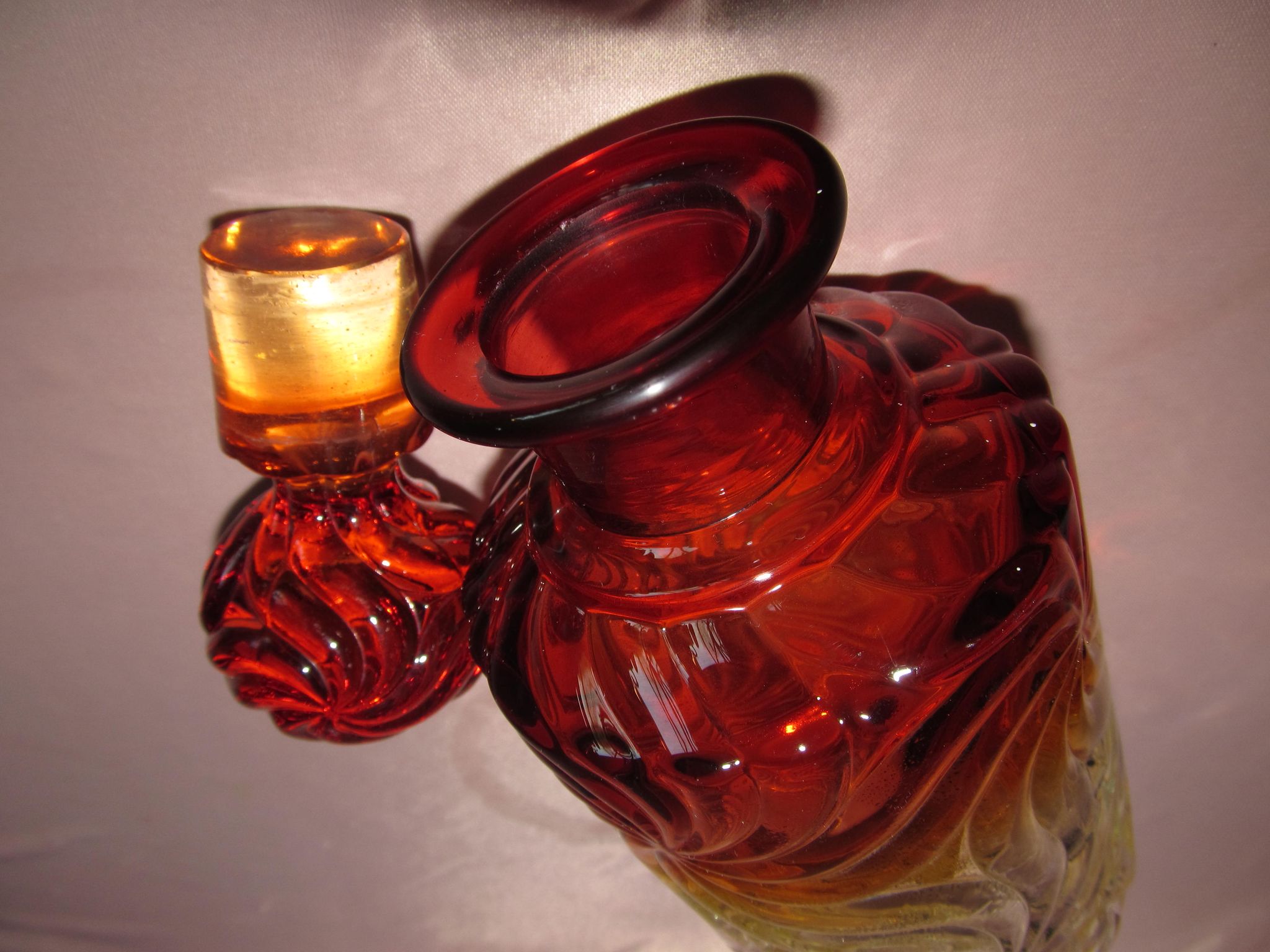 Old large crystal bottle Baccarat red model multiple rosettes H 21.5 cm
