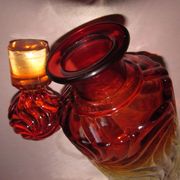 Old large crystal bottle Baccarat red model multiple rosettes H 21.5 cm