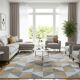 Elegant tricolor rug with geometric pattern