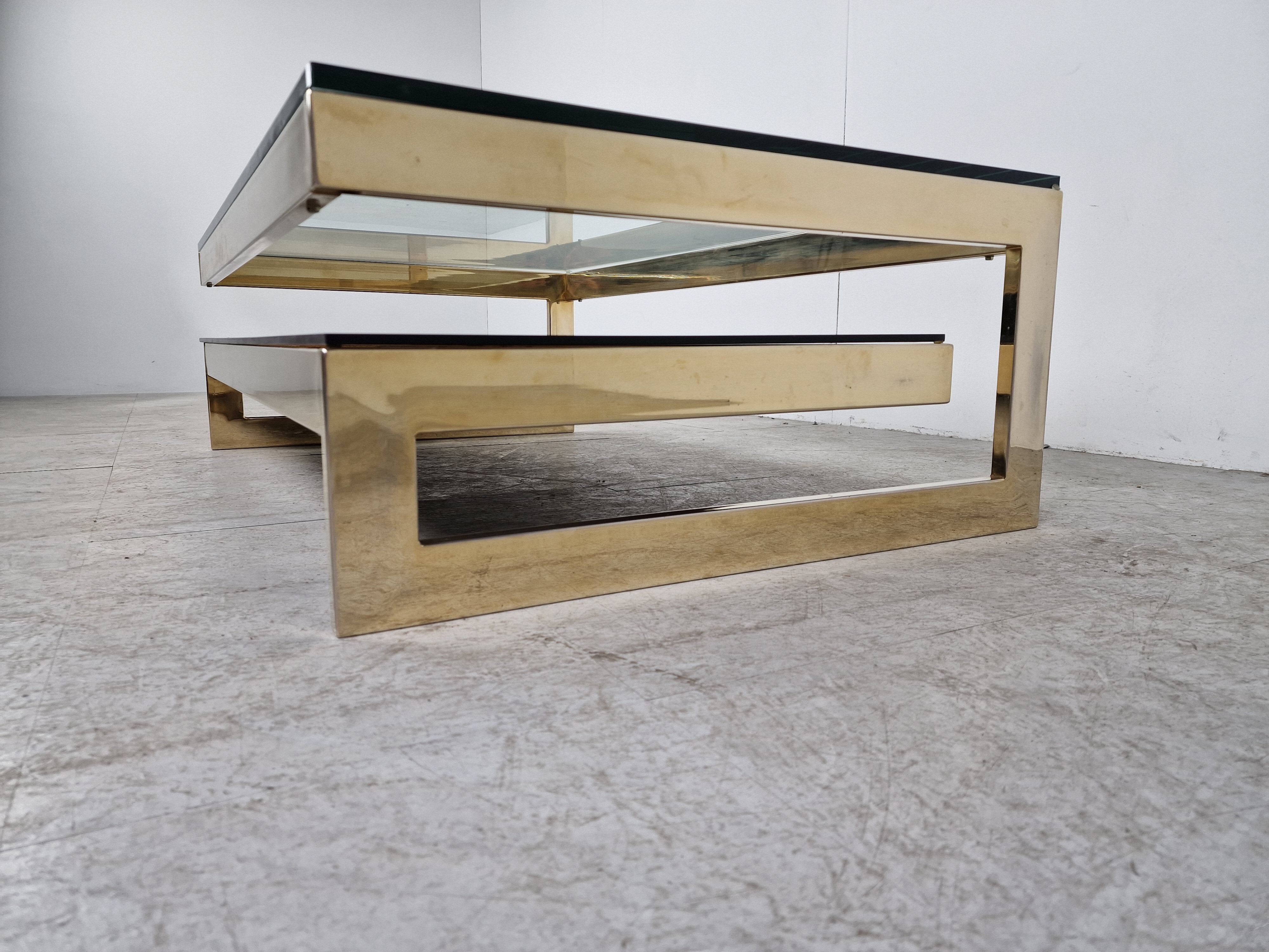 Vintage gold leaf coffee table by Belgochrom, 1970s