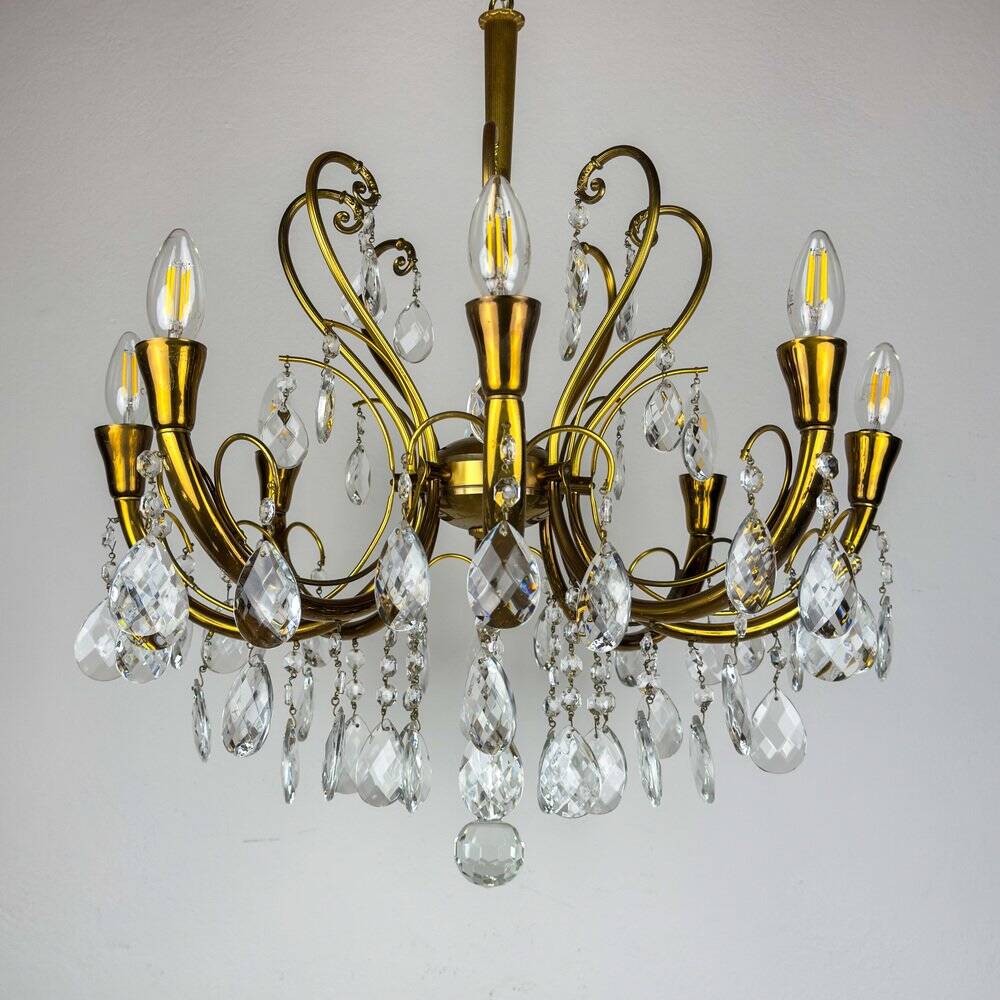 Vintage crystal chandelier, Italy, 1950s