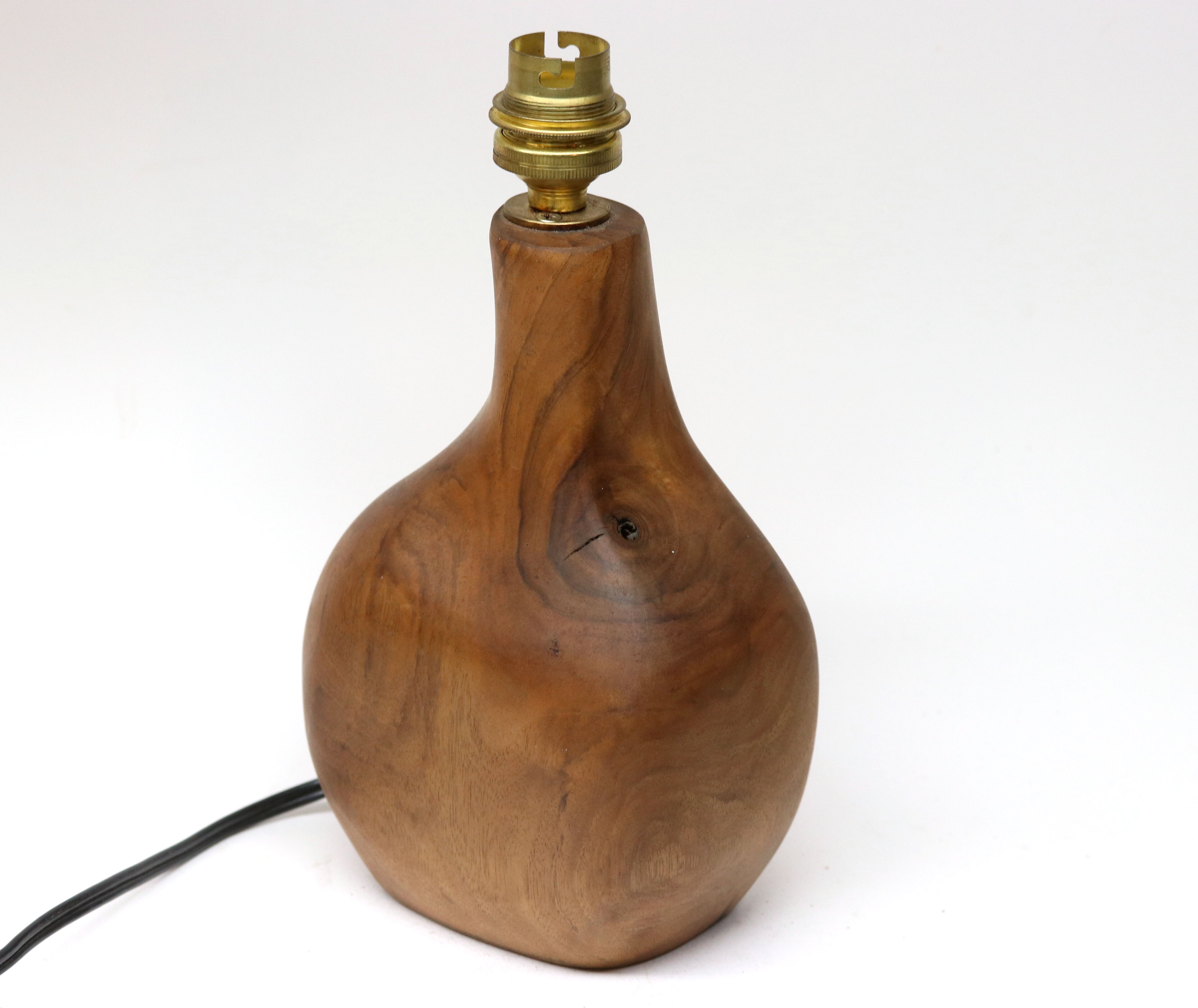 Modernist lamp foot free form in solid walnut by Richard Lecompte