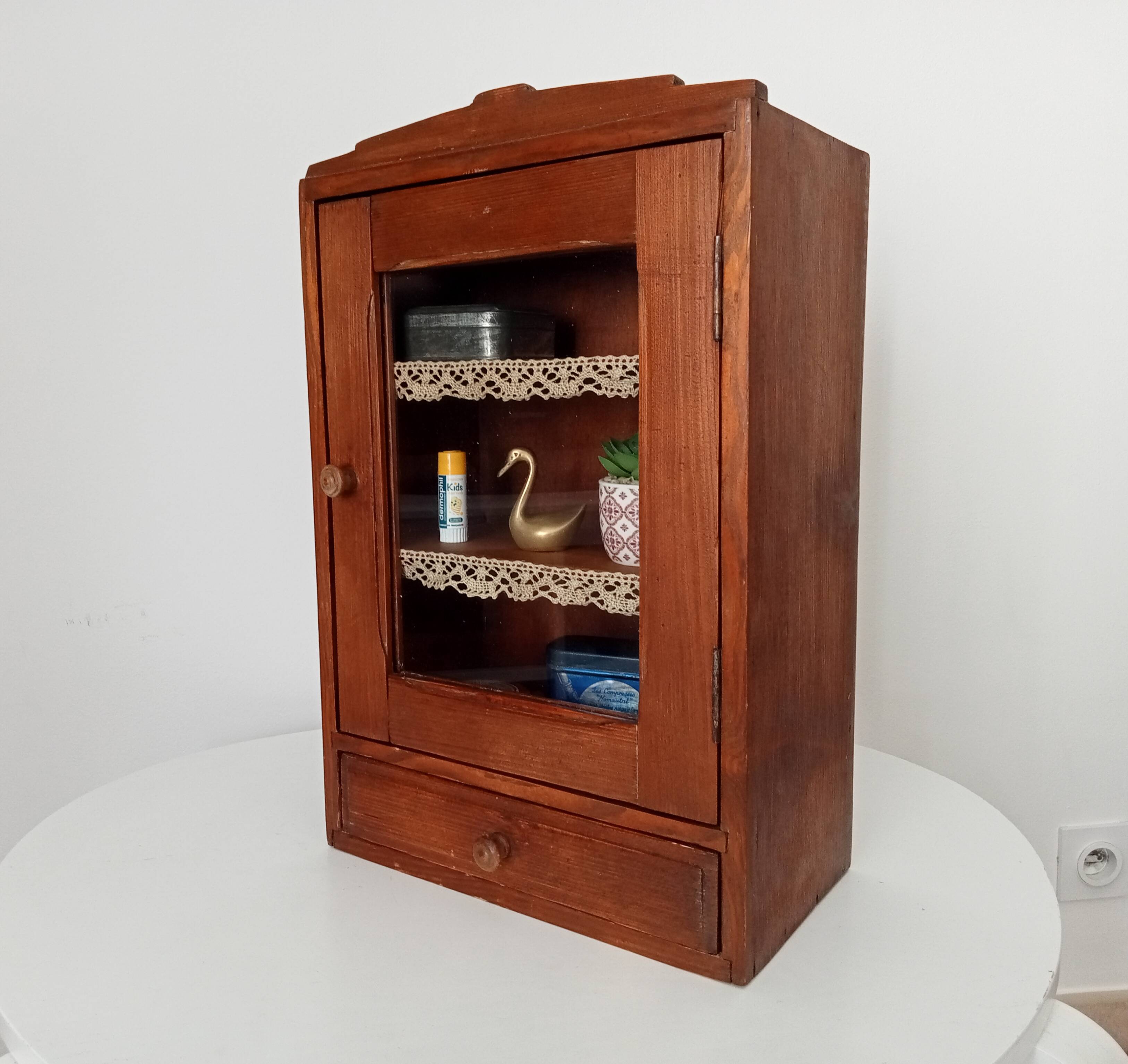 Old bathroom cabinet from the 40s in solid oak