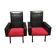 Pair of vintage armchairs in skai and fur