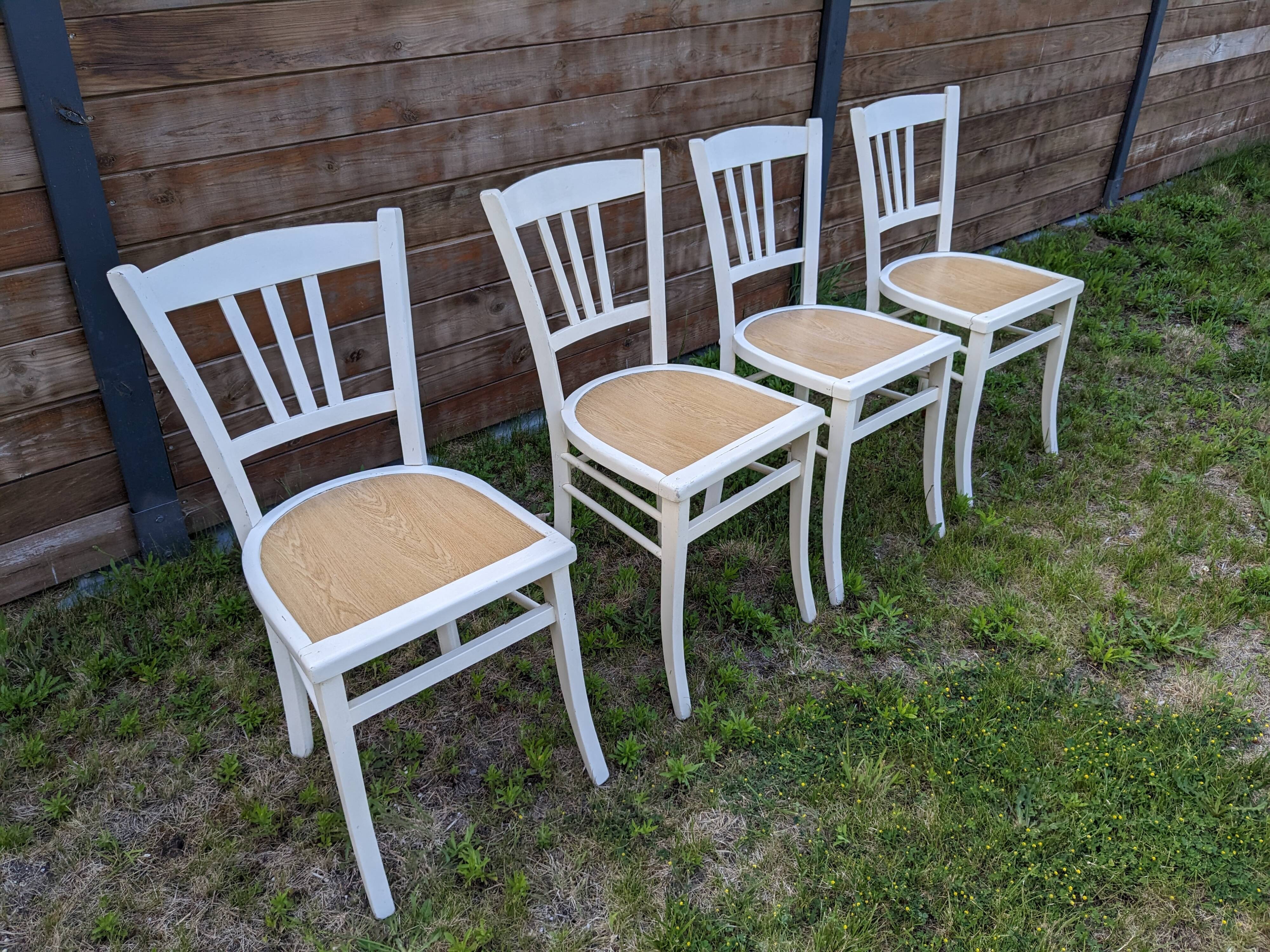 Set of 4 vintage shabby chic bistro chairs