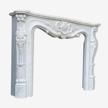 Louis XV style fireplace in Carrara marble circa 1980