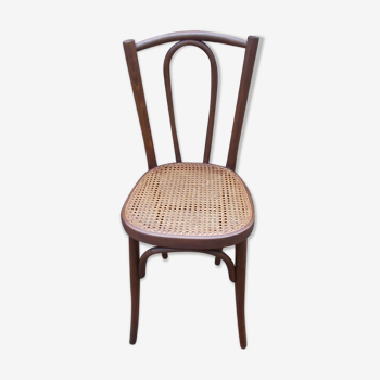 Chaise bistrot en bois courbé et cannage