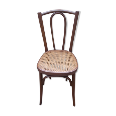 Chaise bistrot en bois courbé et cannage