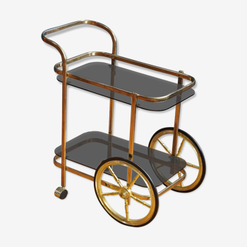 Brass wheeled bar cart