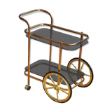 Brass wheeled bar cart