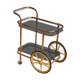 Brass wheeled bar cart