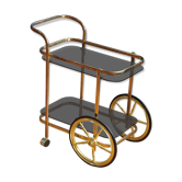Brass wheeled bar cart