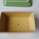 Small vintage ceramic butter dish - green and yellow