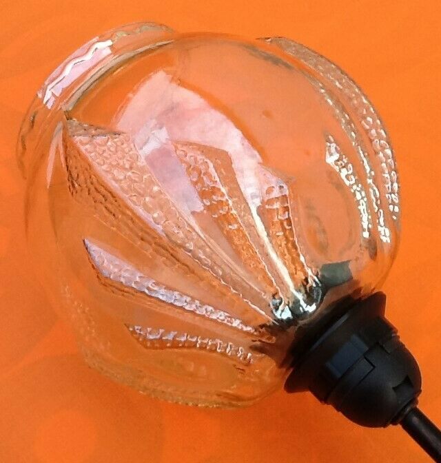 Large lamp on metal rod aged Globe collar ball