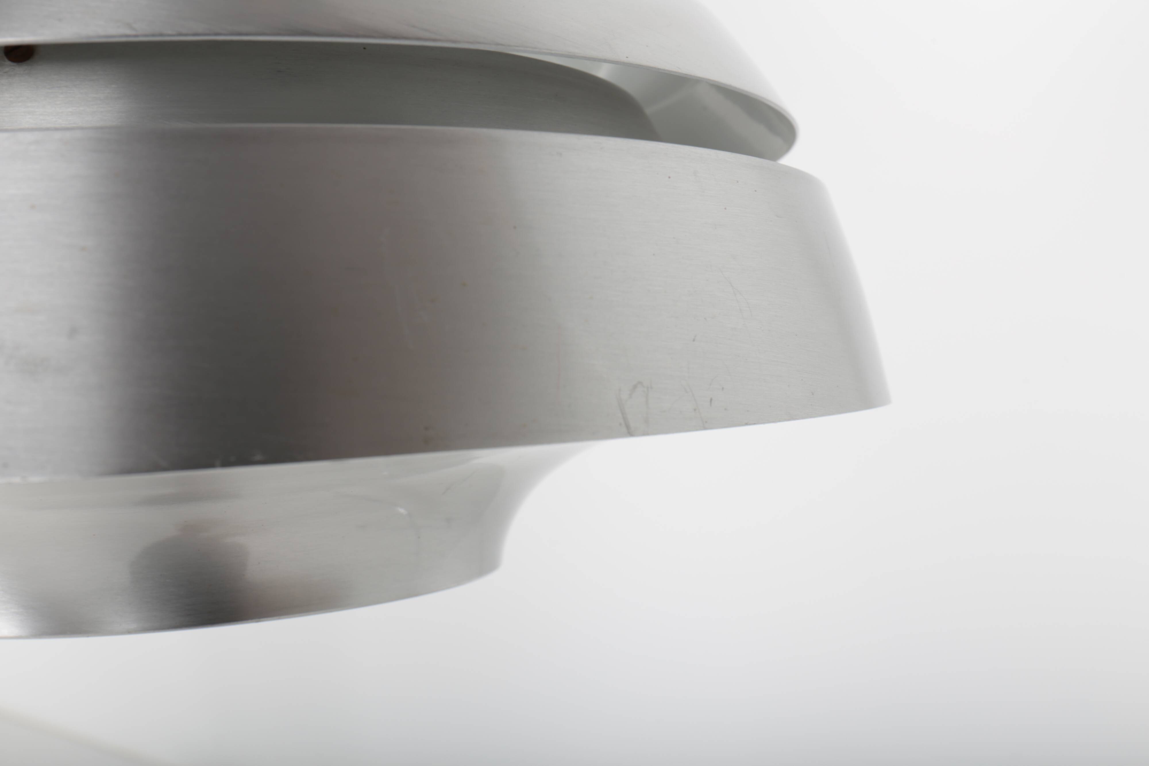 Vintage pendant light with brushed aluminum slats, 1970s