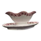 Iron earth gravy boat Moulin des Loups and Hamage Nord, red mulberry