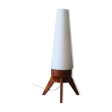 Rocket lamp, teak and opaline, 1950s
