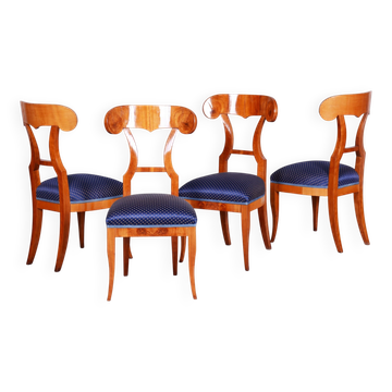 Biedermeier Cherrywood Chairs, Austria, 1820s, Set of 4
