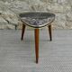 Wooden tripod plant holder and Formica imitating marble, 60s