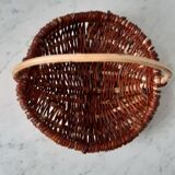 Rattan basket, vintage wood