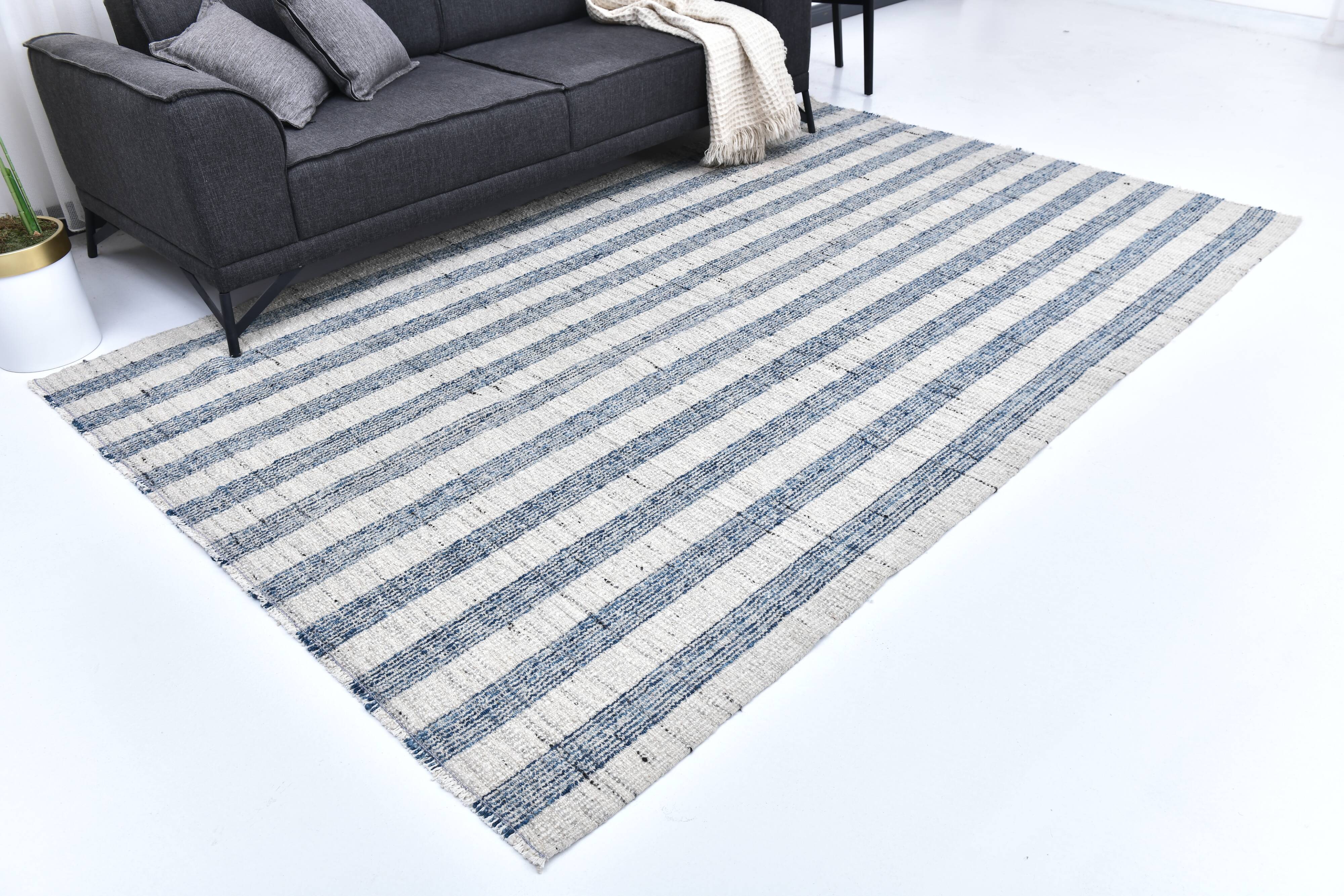 İndigo blue Beige Kilim Rug  190x290 cm, Scandinavian Stile Kilim Rug