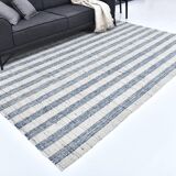 İndigo blue Beige Kilim Rug  190x290 cm, Scandinavian Stile Kilim Rug