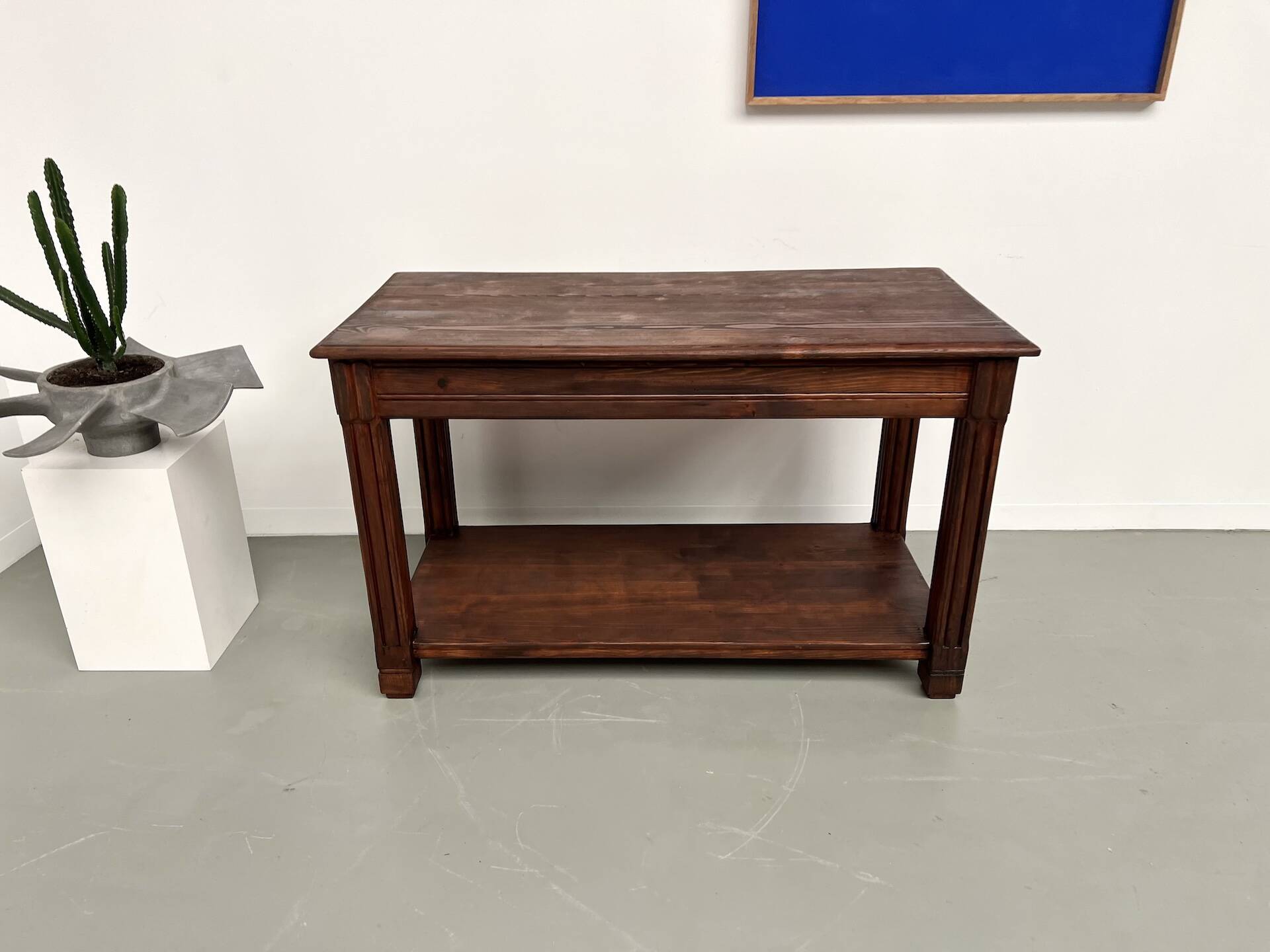 Small pine drapery table from the 1950s