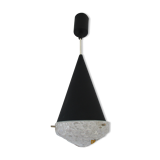 Conical suspension in metal and frosted glass design 60s - 70s