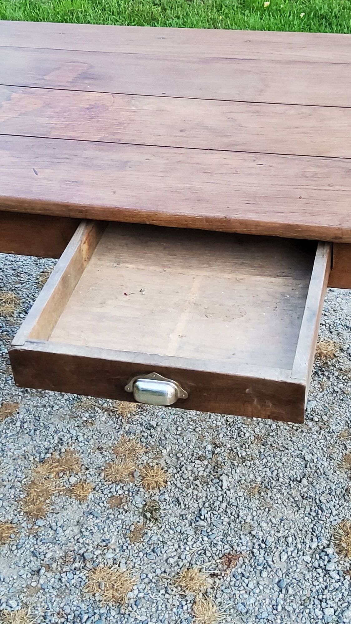 Oak farmhouse table nineteenth century feet spindles 2 drawers 199cm