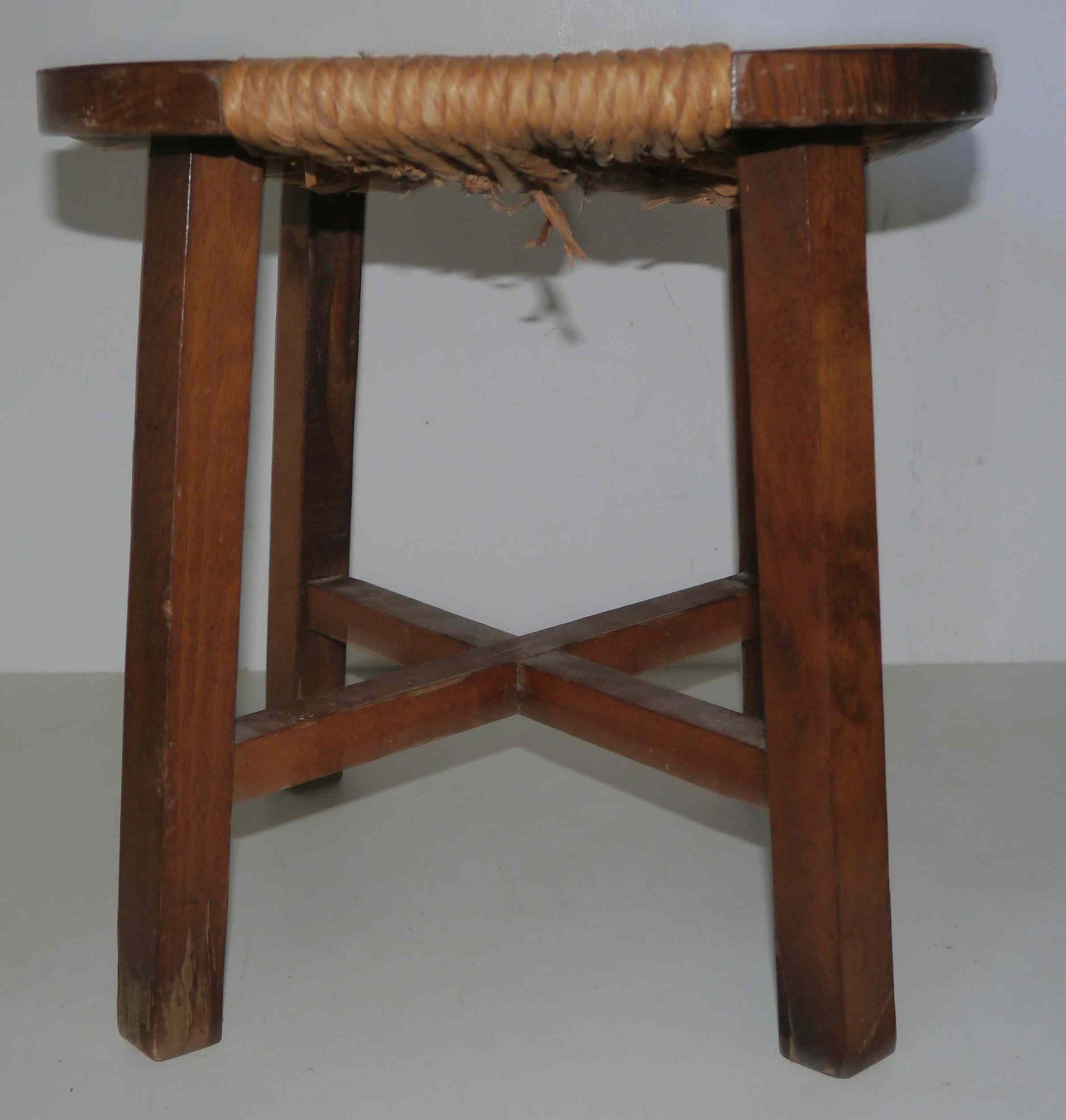 Tabouret paillé « moderniste » années 50's