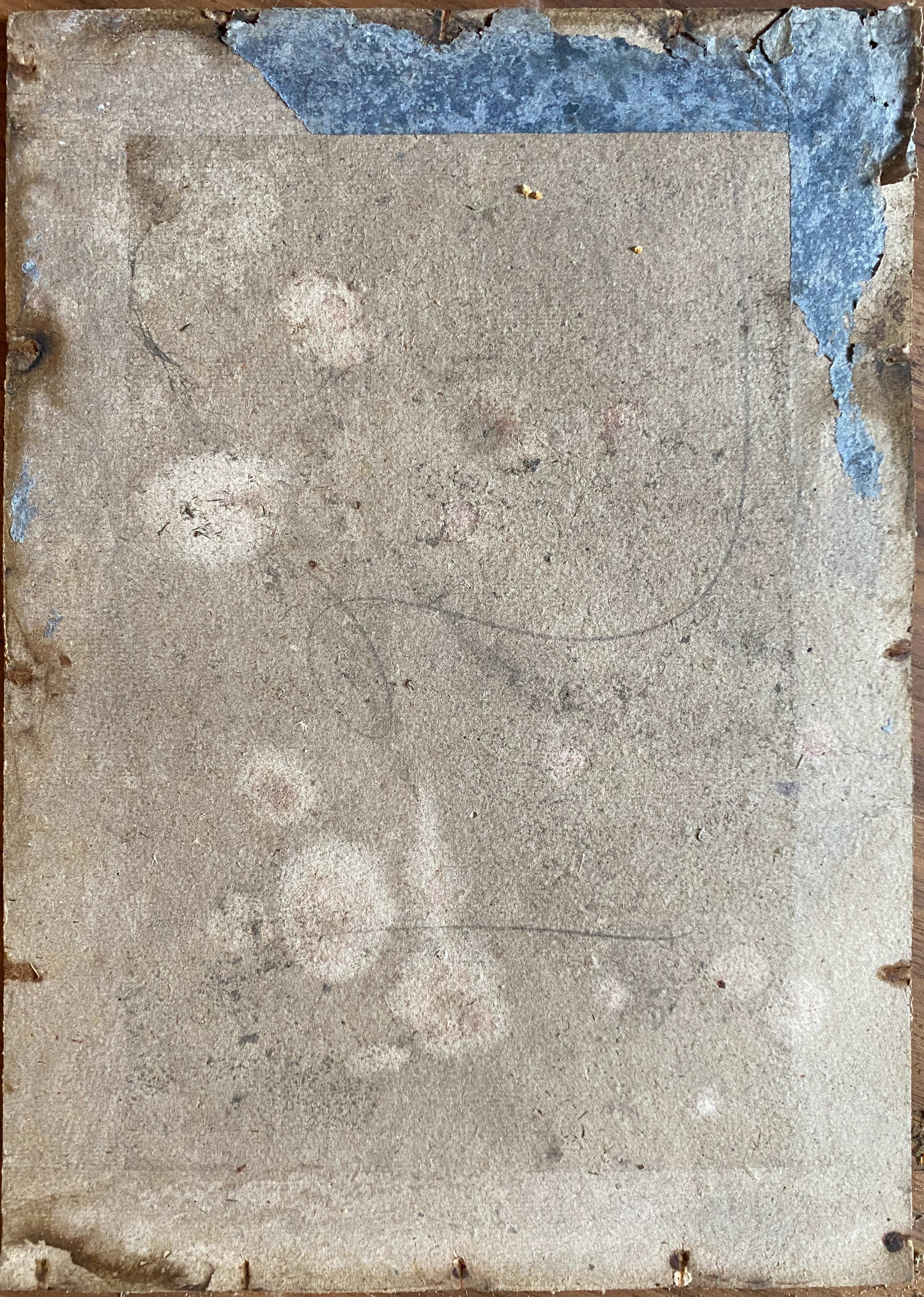 Watercolor painting "The cabin in the garden" late nineteenth century