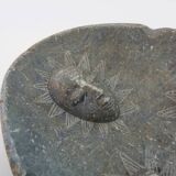 Vintage 3-faced sun soapstone decorative ashtray