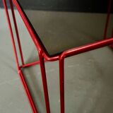 Metal wire and glass cube bedside tables